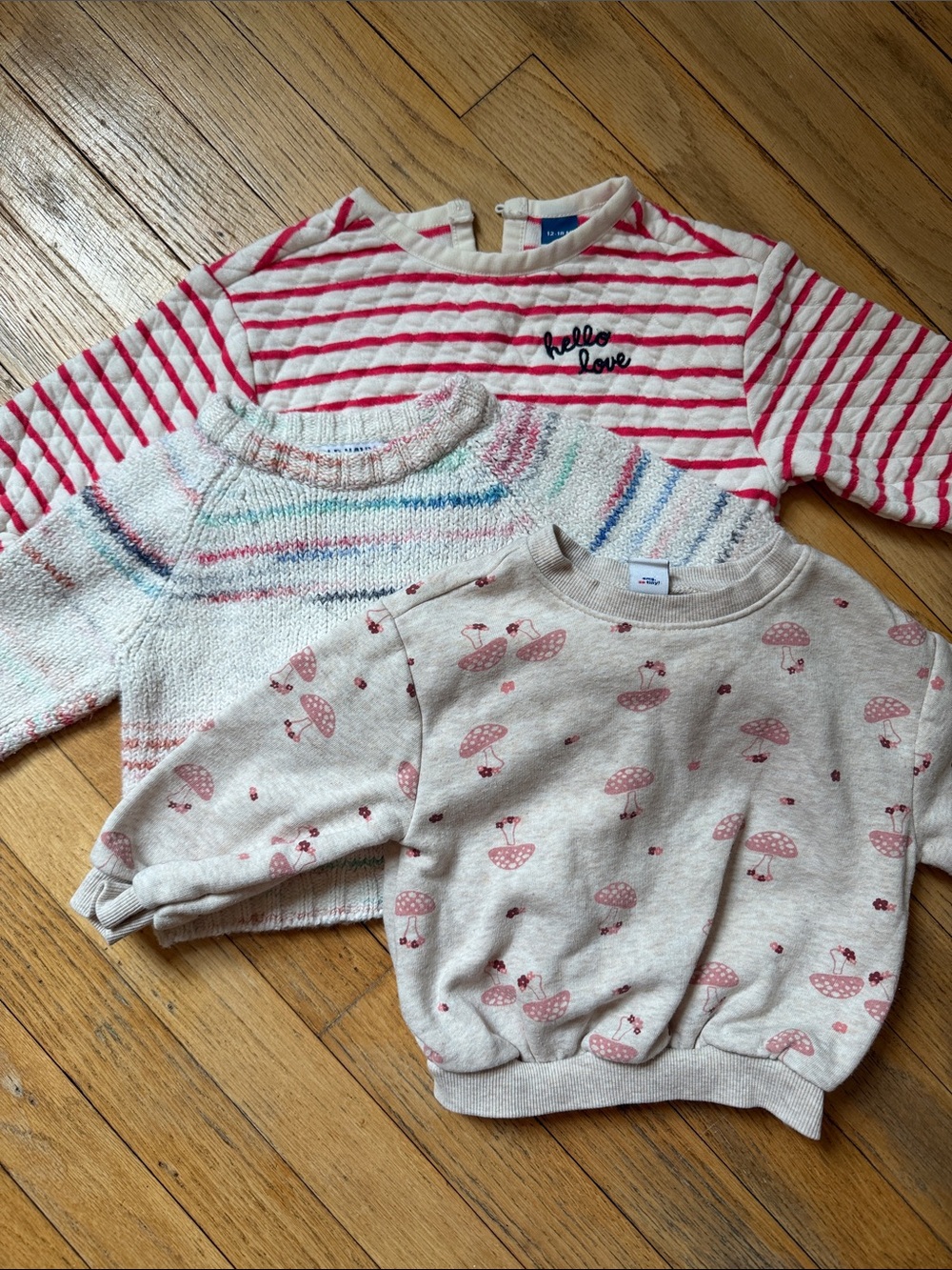 Old Navy 12–18M Bundle 3pc Sweatshirts Sweater Pink Cozy Baby Girl